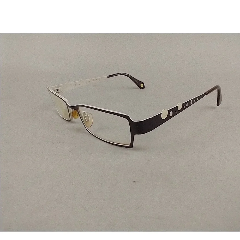 Fysh UK 3378 111 Brown White Rectangular Eyeglass Frames 52-18-135 with Case